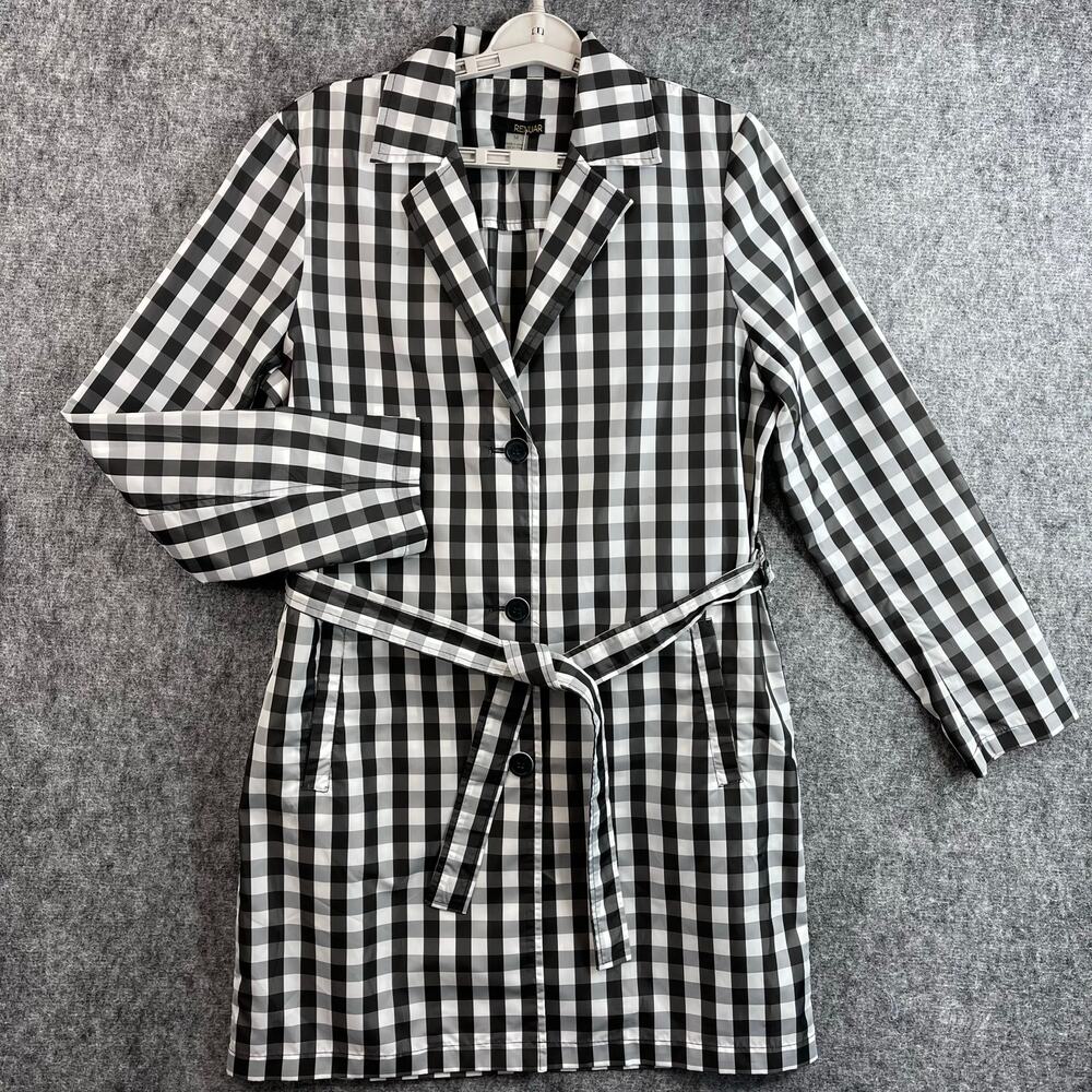 RENUAR Womens Coat Size Medium Checkered Black‎ and White